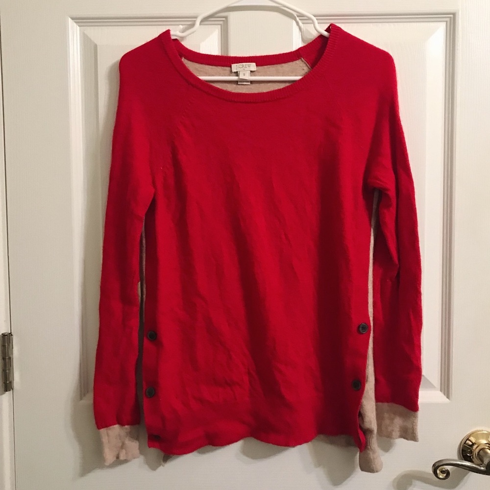 J. Crew Red + Tan Sweater w/Elbow Pads - Sz Small